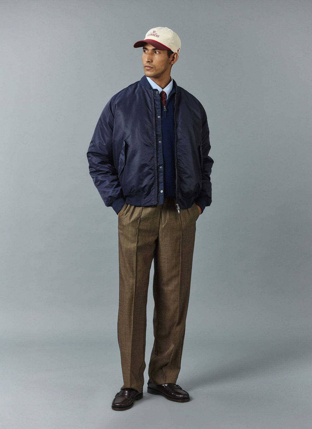 Grounds Relaxed Trousers - Herringbone Wool - Oak | Percival Trusted