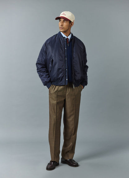 Grounds Relaxed Trousers - Herringbone Wool - Oak | Percival Trusted