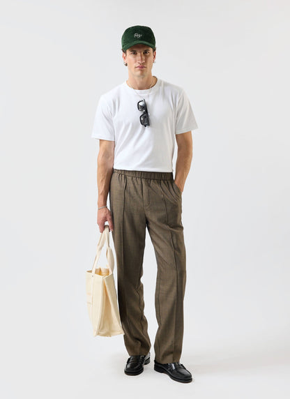 Grounds Relaxed Trousers - Herringbone Wool - Oak | Percival Trusted
