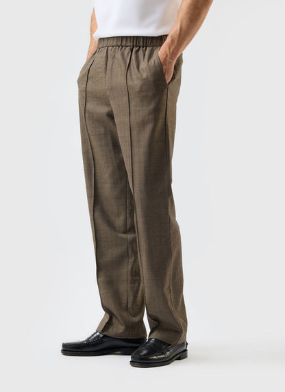 Grounds Relaxed Trousers - Herringbone Wool - Oak | Percival Trusted
