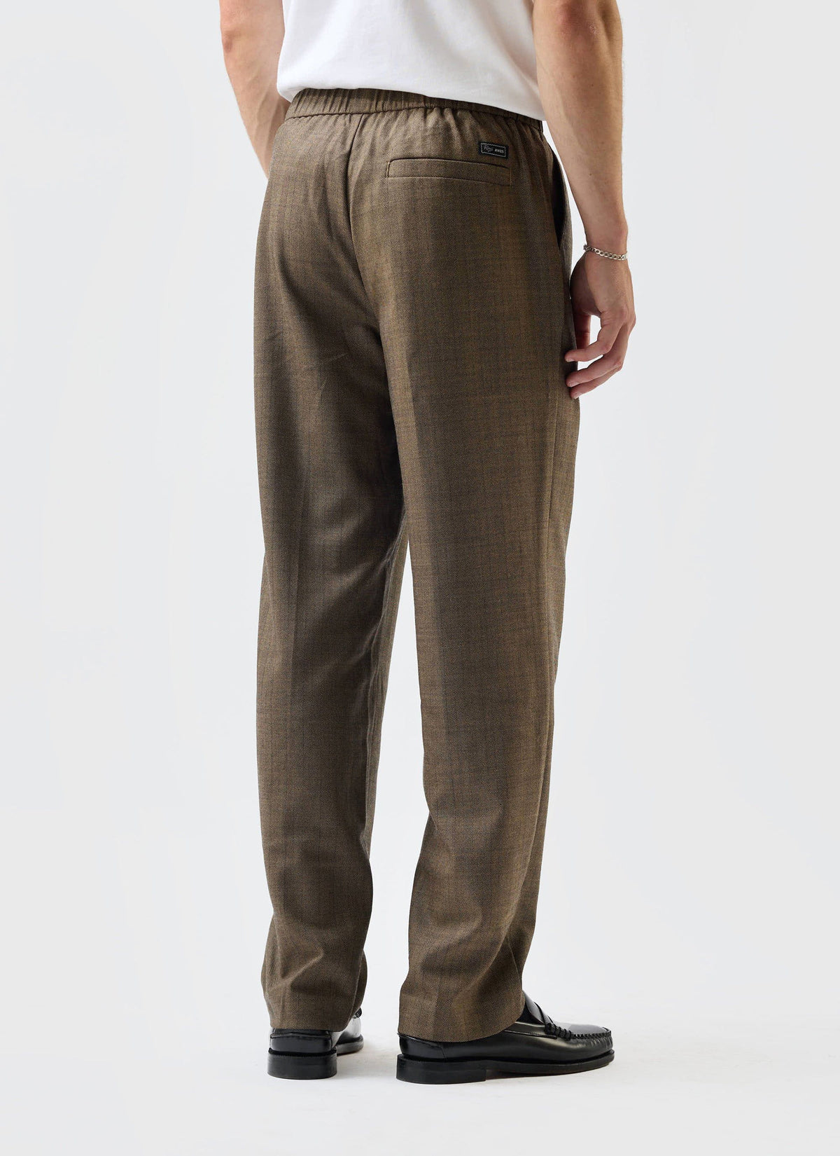 Grounds Relaxed Trousers - Herringbone Wool - Oak | Percival Trusted
