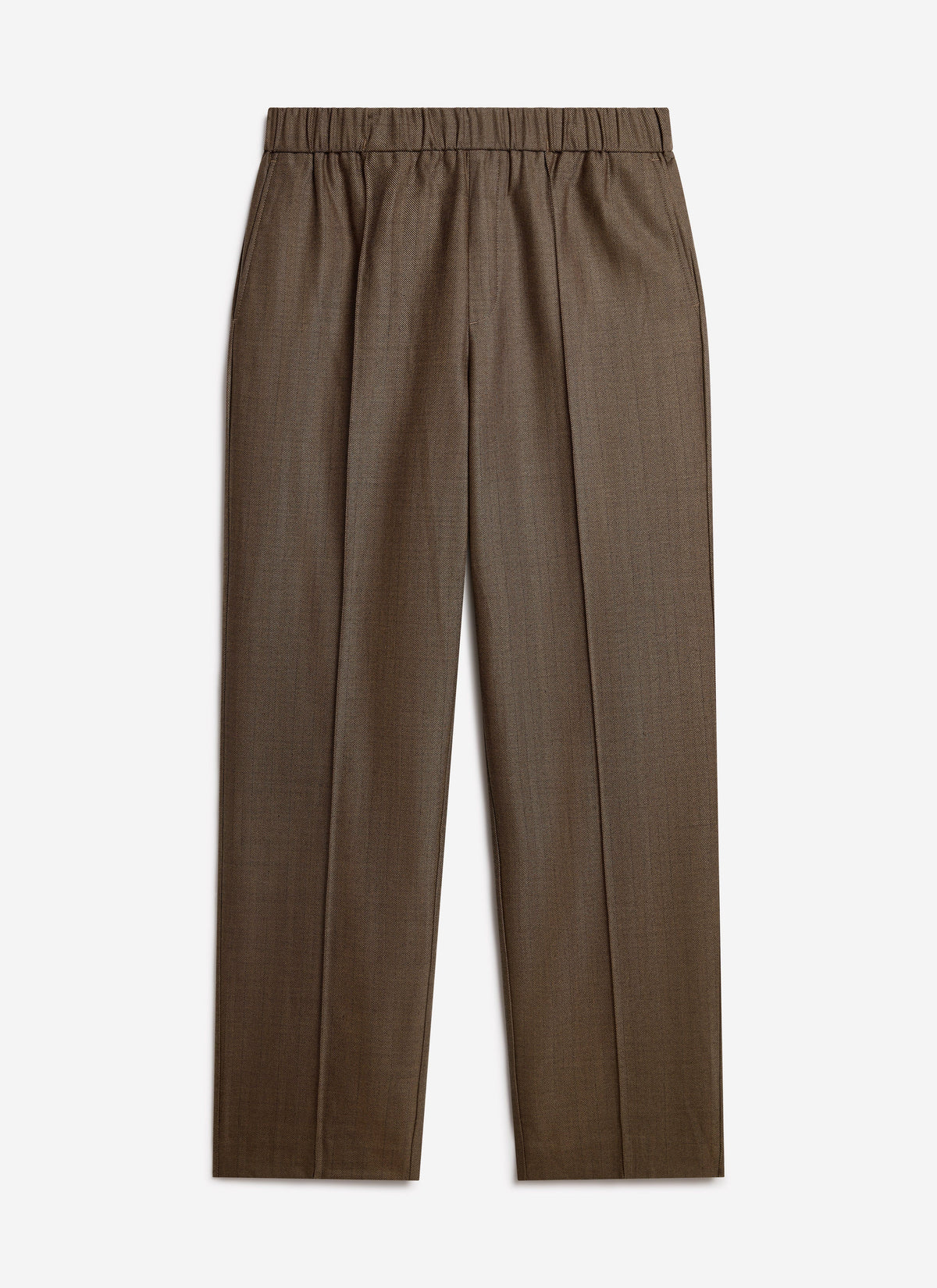 Grounds Relaxed Trousers - Herringbone Wool - Oak | Percival Trusted