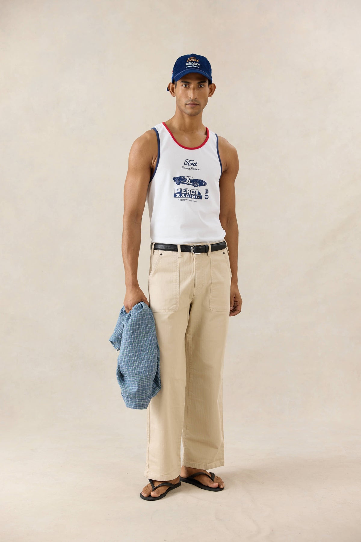 Men's GT40 Vest - Ford x Percival - Organic Cotton - White | Percival Top Pick