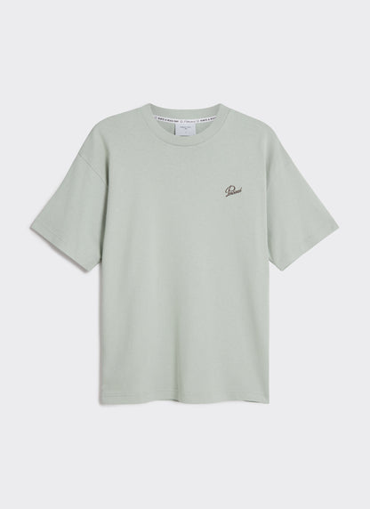 Men's T Shirt - Perci Script - Embroidered Organic Cotton - Sage | Percival Premium