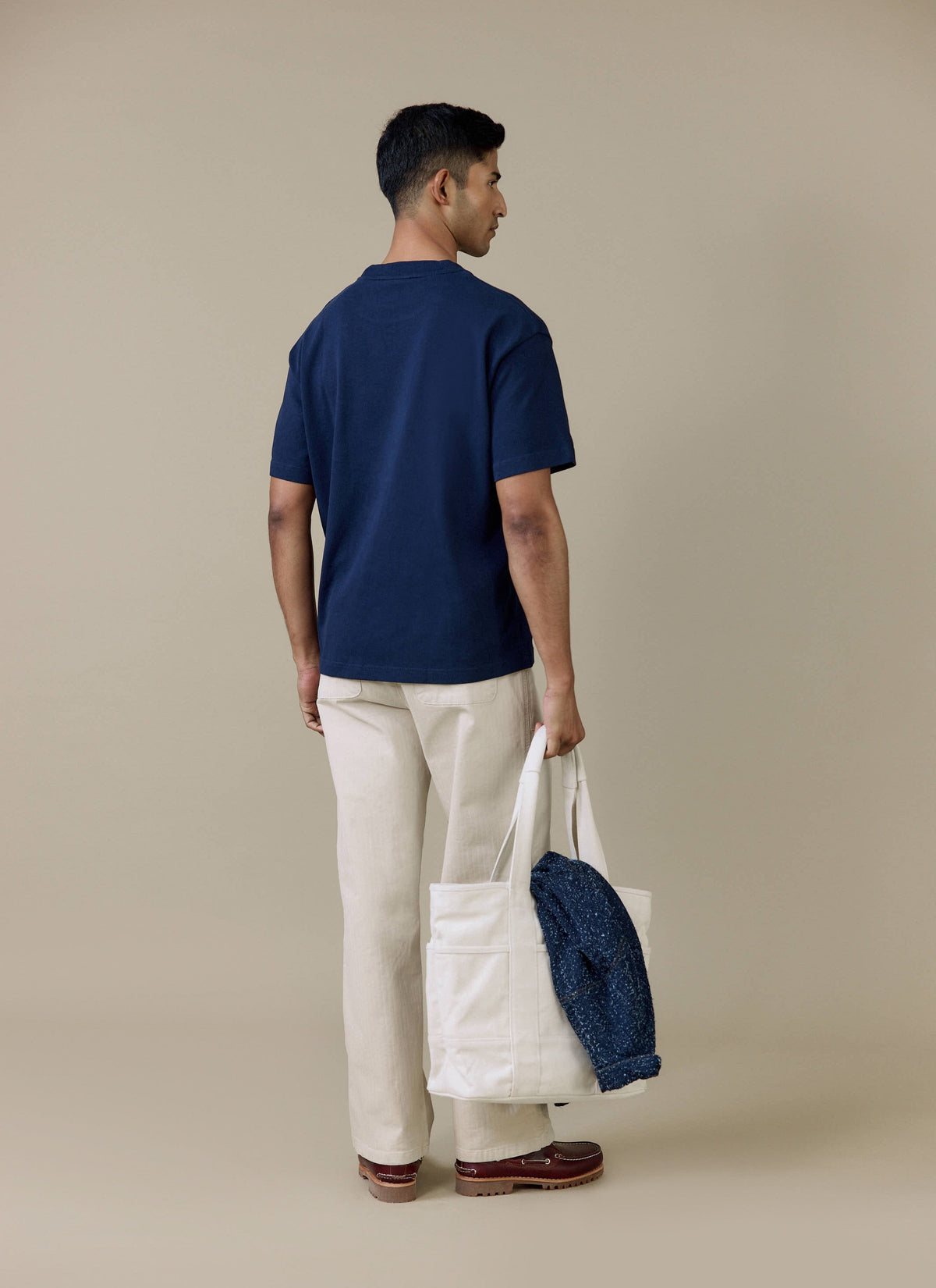 Men's T Shirt - Perci Script - Embroidered Organic Cotton - Navy | Percival Latest