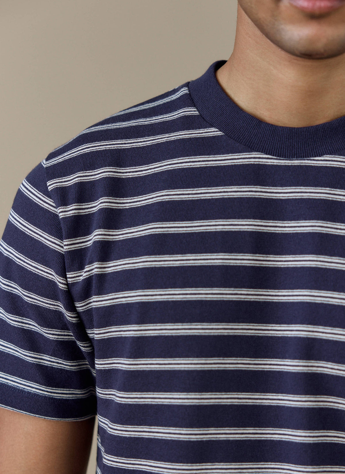 Men's Breton T Shirt - Arlo Raw Hem - Cotton - White Stripe | Percival Smart Buy