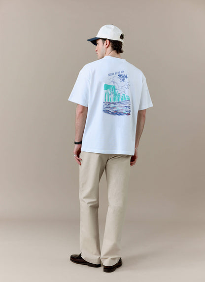 Men's T Shirt - Beach Front - Percival x Brighton & Hove Albion F.C. - White | Percival Top Pick
