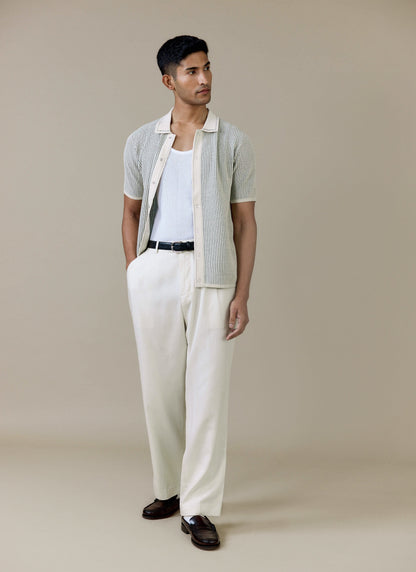 Men's Knitted Polo Shirt - Dixon - Cotton - Cream | Percival Hot Sale