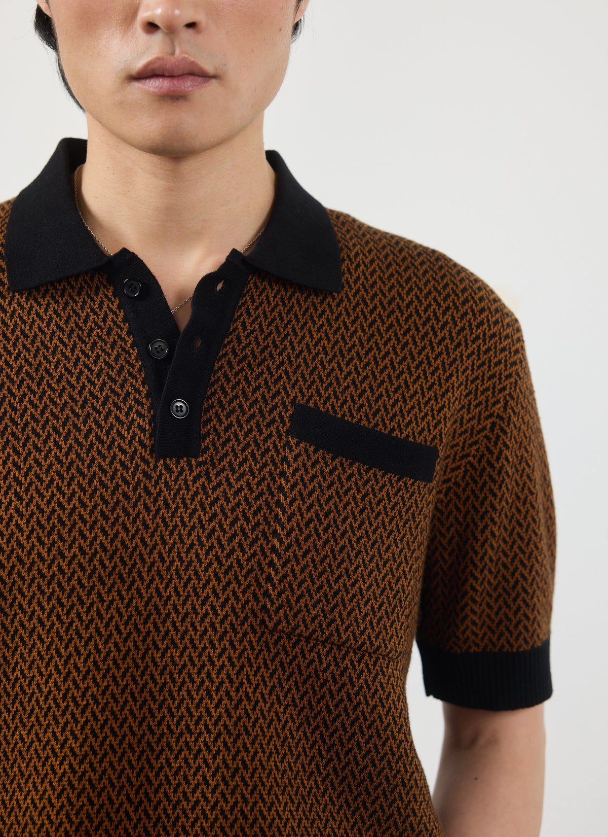 Men's Knitted Polo Shirt - Short Sleeve - Espresso Brown | Percival Essential