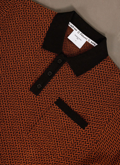 Men's Knitted Polo Shirt - Short Sleeve - Espresso Brown | Percival Essential