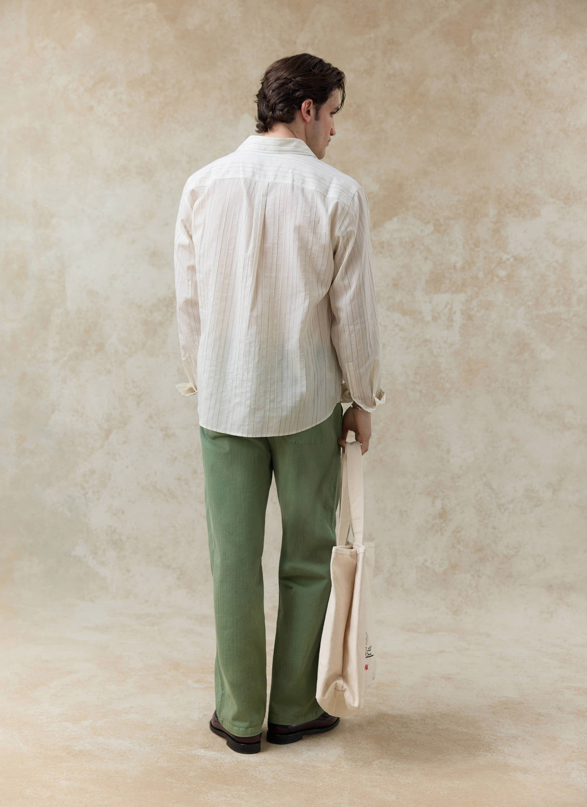Men's Striped Shirt - Lorenzo - Lyocell Blend - Cream | Percival Best Seller