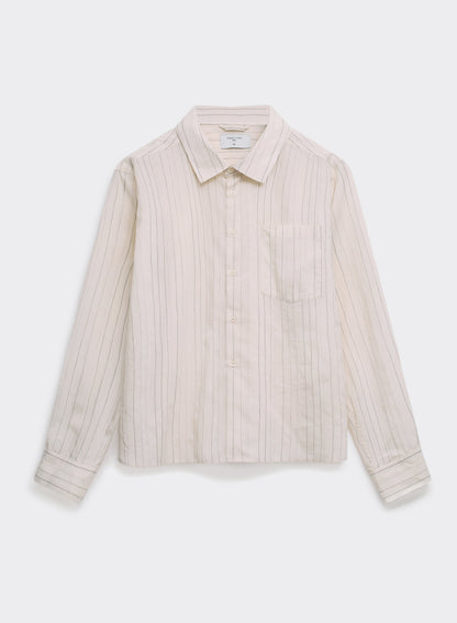 Men's Striped Shirt - Lorenzo - Lyocell Blend - Cream | Percival Best Seller