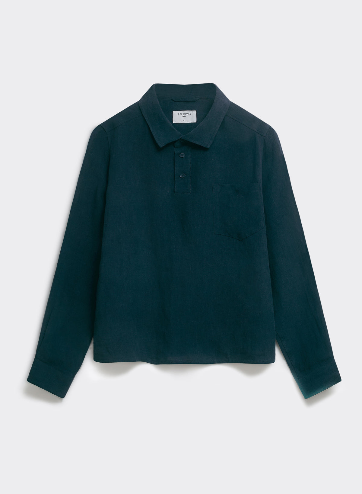Men's Navy Popover Shirt - Alec - 100% Linen | Percival Exclusive