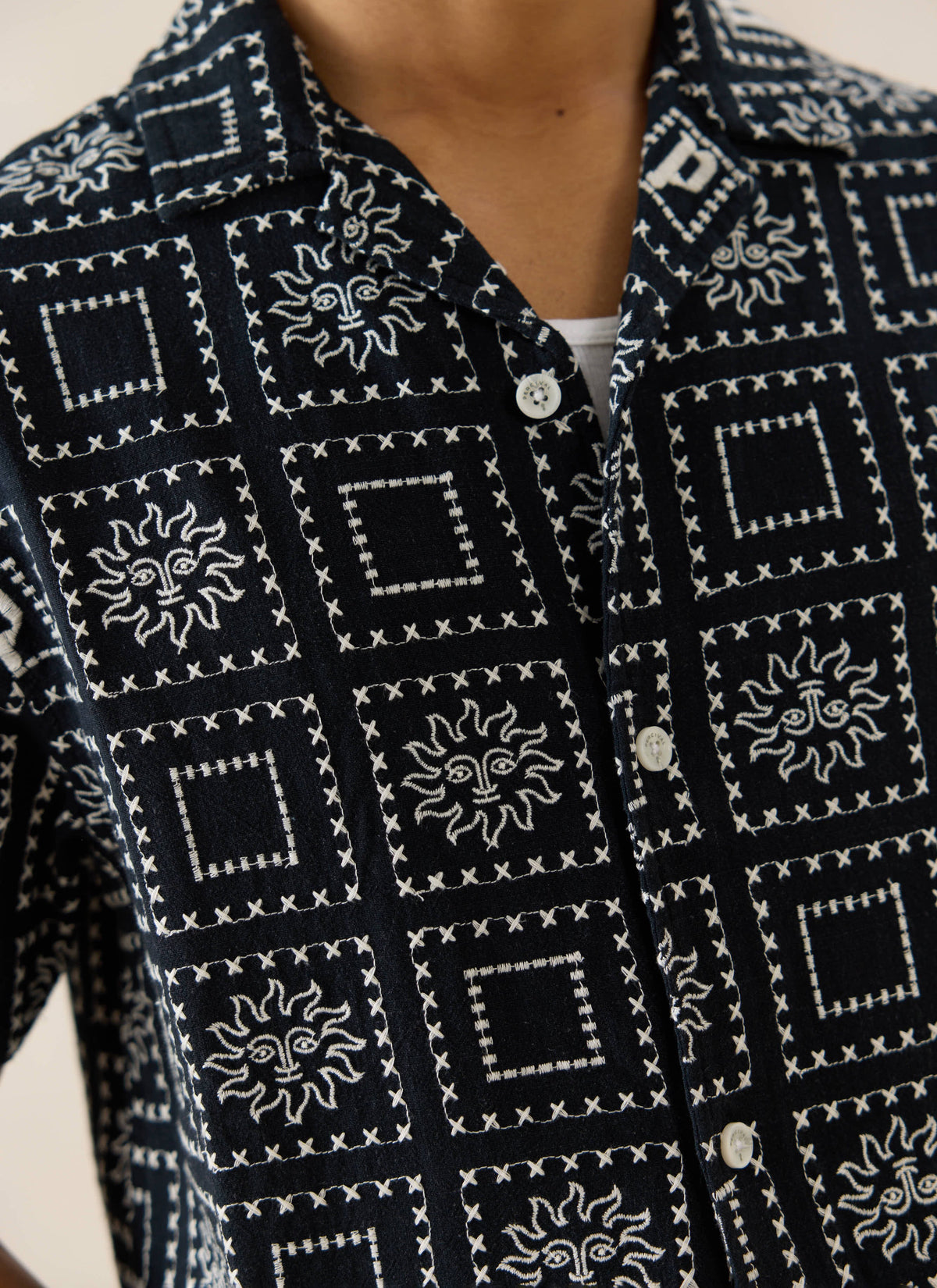 Men's Solis Heaton Cuban Shirt - Linen Blend - Black | Percival Deals