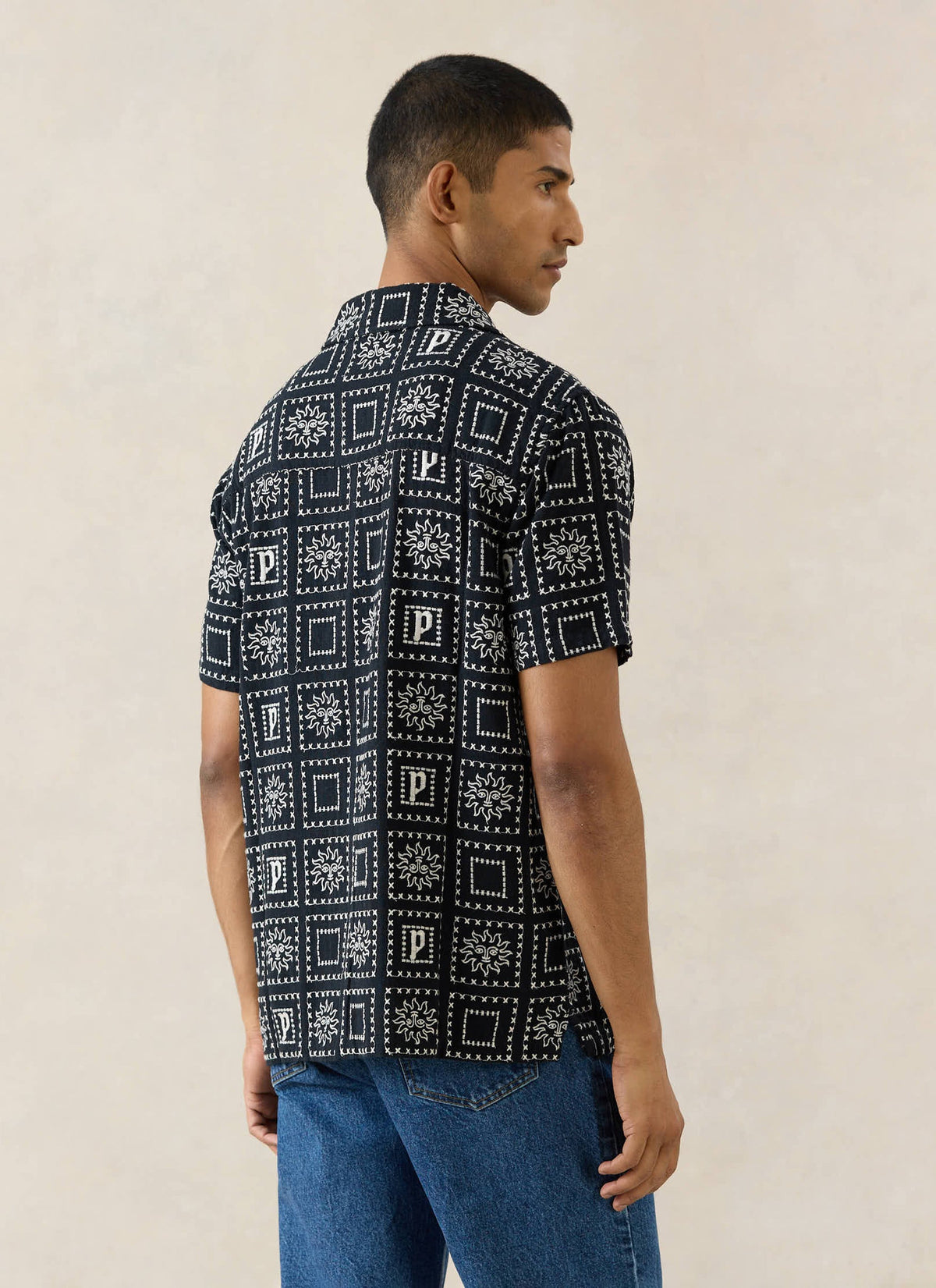 Men's Solis Heaton Cuban Shirt - Linen Blend - Black | Percival Deals