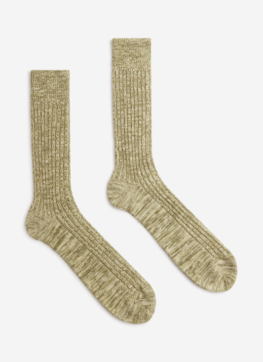 Men's Ribbed Marl Socks - Cotton - Fern Green | Percival Deals