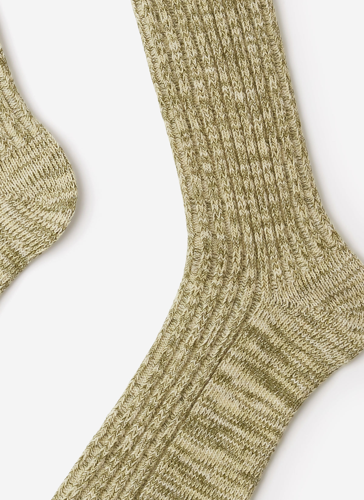 Men's Ribbed Marl Socks - Cotton - Fern Green | Percival Deals