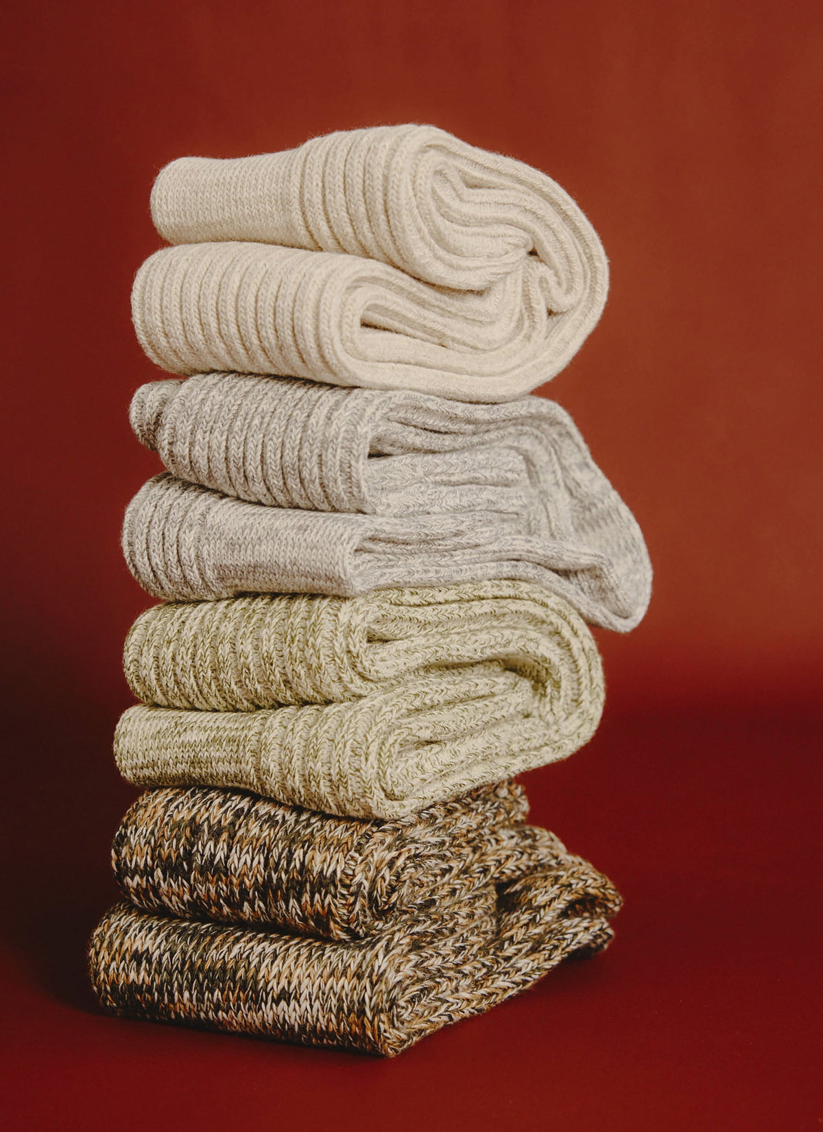 Men's Ribbed Marl Socks - Cotton - Fern Green | Percival Deals