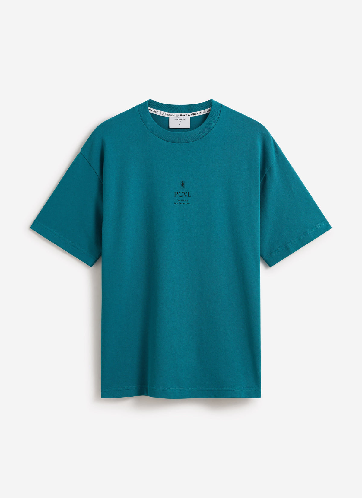 Men's T Shirt - PCVL Aura Boxy Printed - Blue Organic Cotton | Percival Deals
