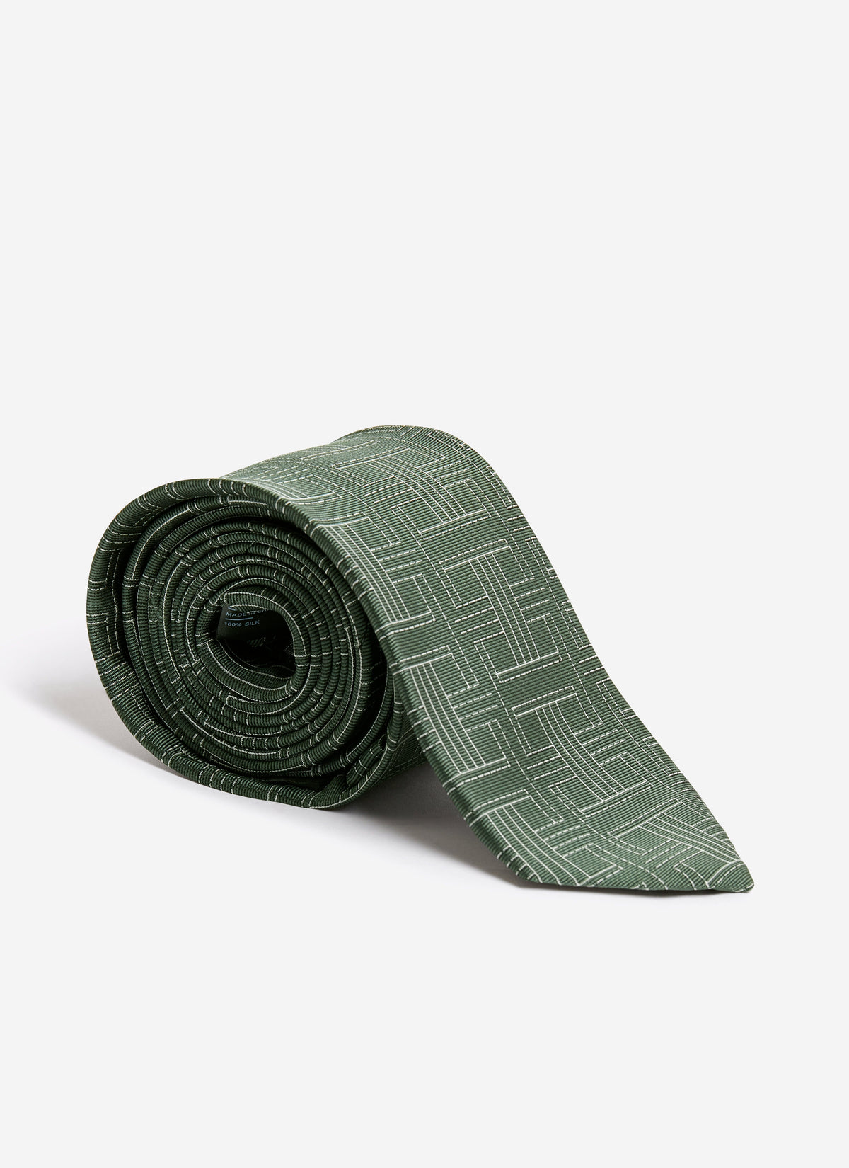 Men's Silk Tie - Sashiko Textured Weave - Forest Green | Percival Quality