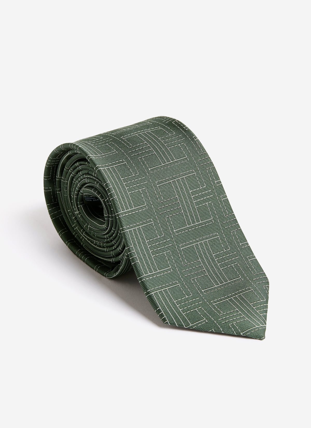 Men's Silk Tie - Sashiko Textured Weave - Forest Green | Percival Quality