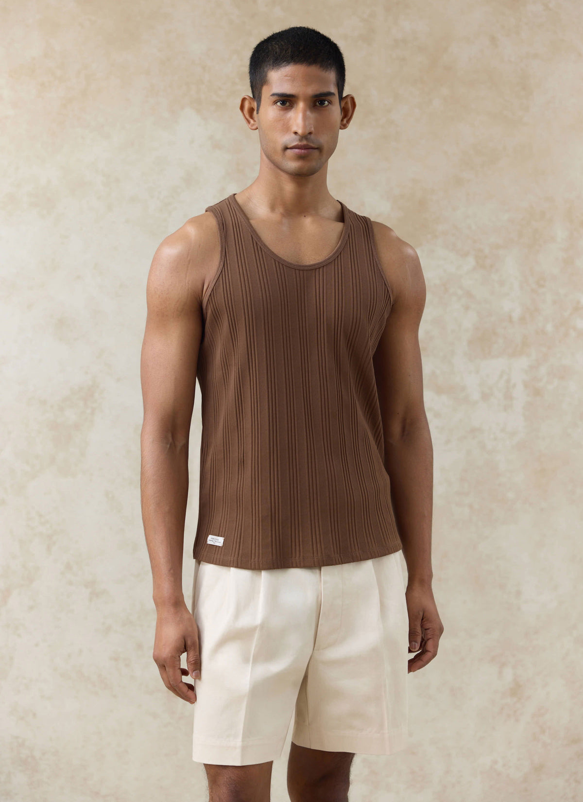 Men's Leon Ribbed Vest - Brown - Organic Cotton | Percival Deals