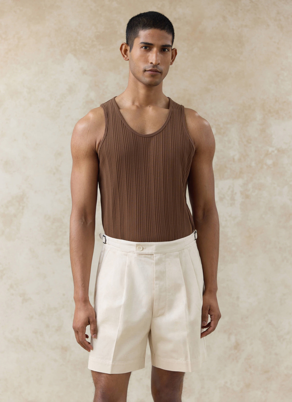 Men's Leon Ribbed Vest - Brown - Organic Cotton | Percival Deals