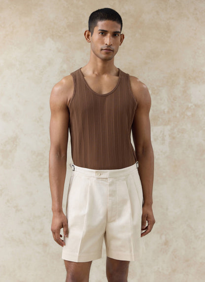 Men's Leon Ribbed Vest - Brown - Organic Cotton | Percival Deals