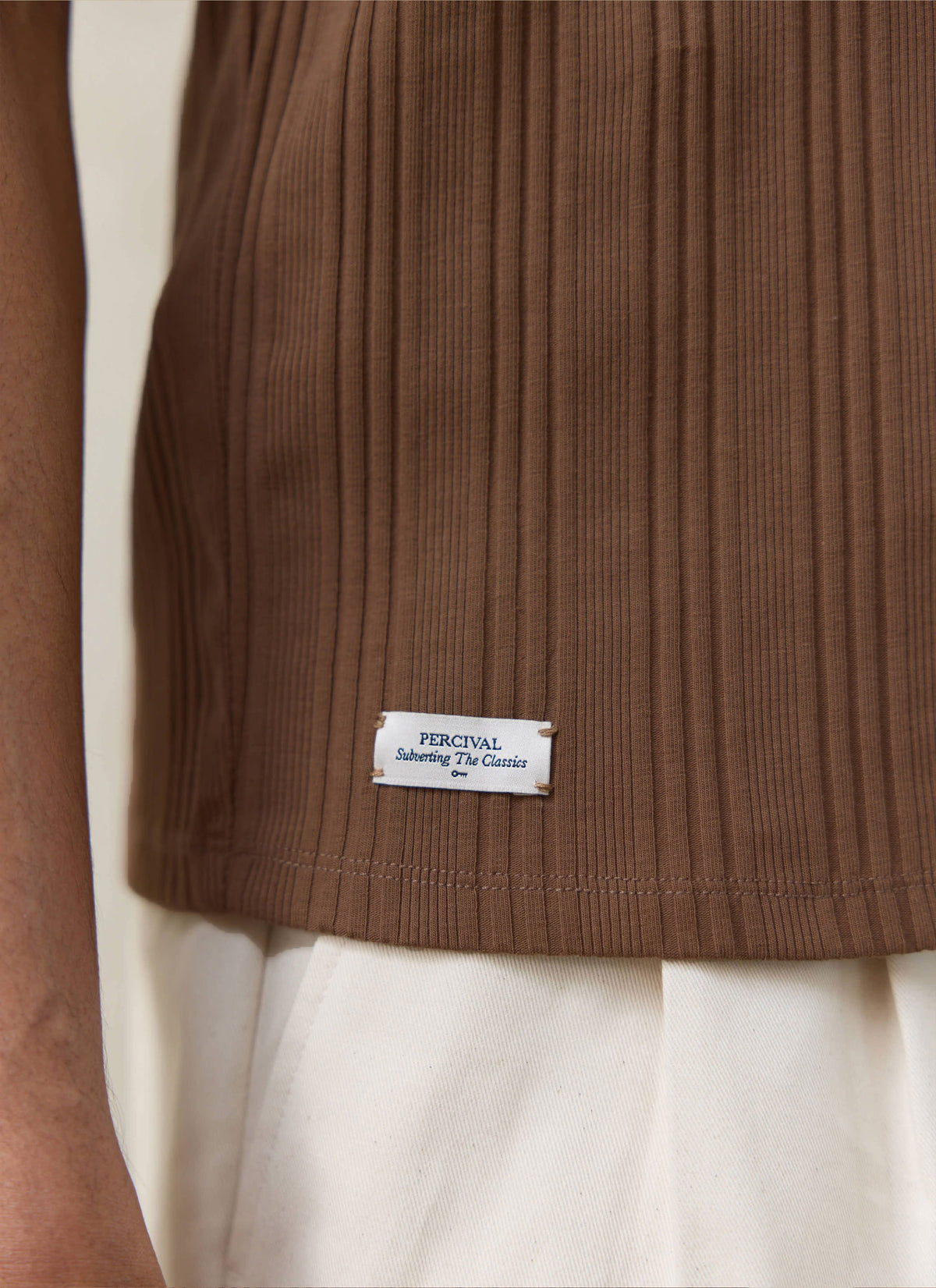 Men's Leon Ribbed Vest - Brown - Organic Cotton | Percival Deals